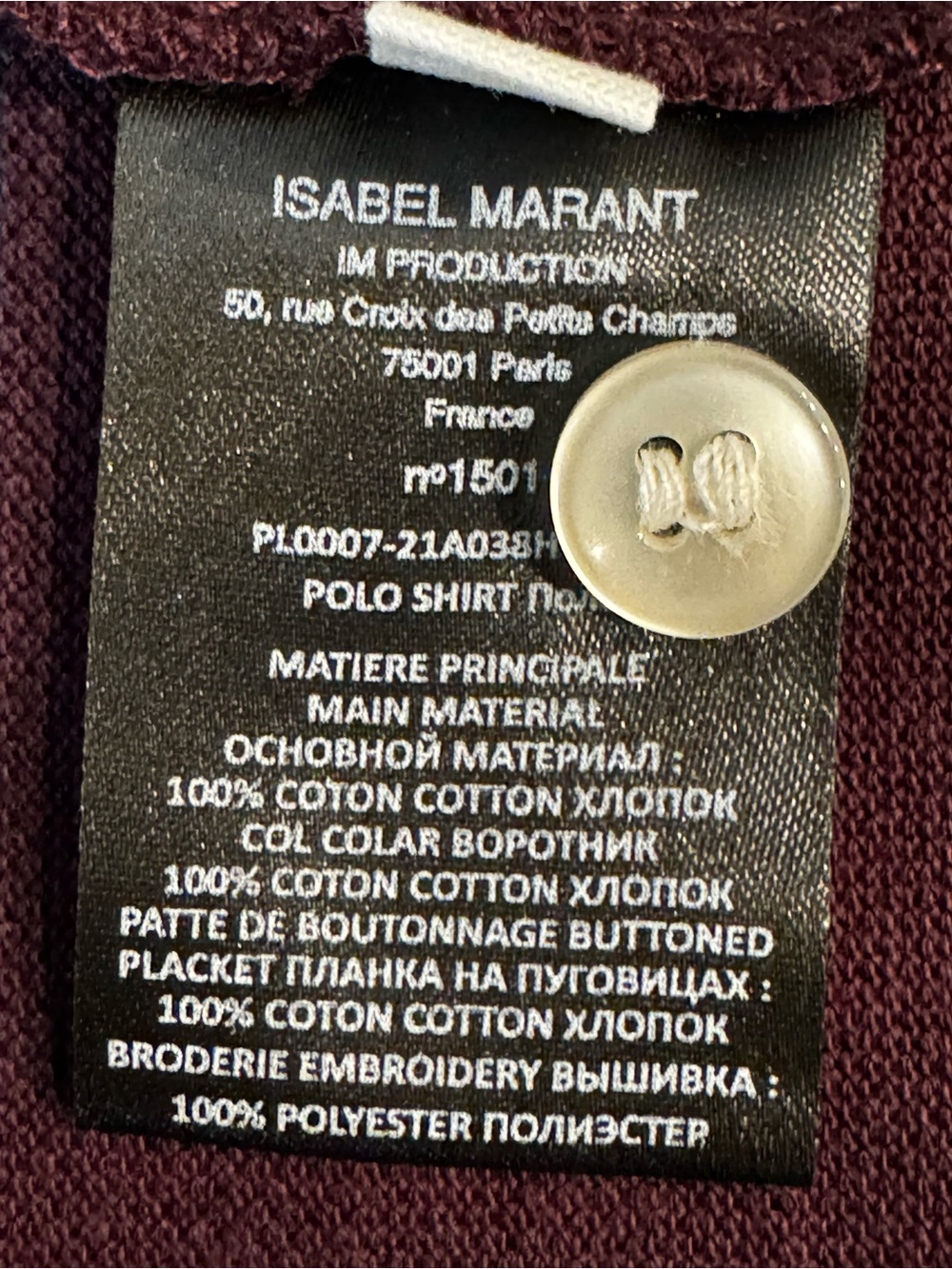 Men's Long Sleeve - Isabel Marant - Navy & Burgundy - Polo - Picture 8 of 9
